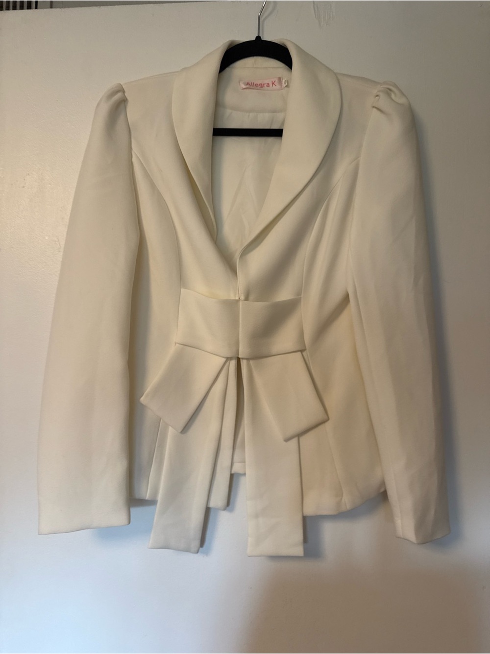 Allegra K Cream Bow-Front Women's Blazer Jacket